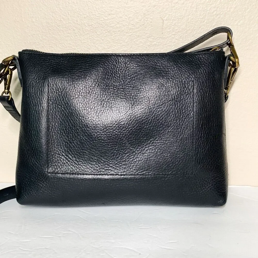 Madewell The Transport Shoulder Crossbody Bag Purse Black Leather NC275 - Picture 6 of 12